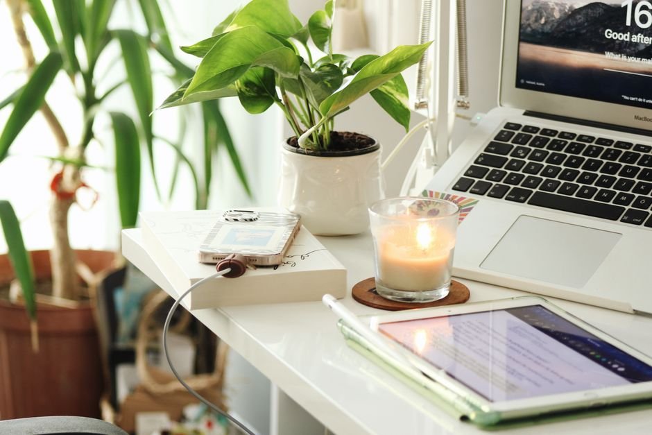 Calm workspace with natural light and a plant