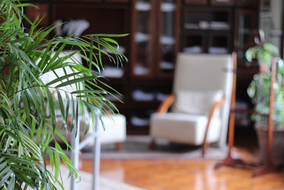 Calm therapy room with an armchair