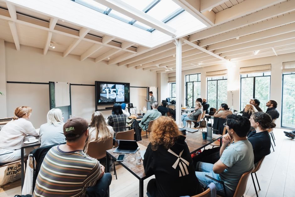 Small group meeting in a bright room