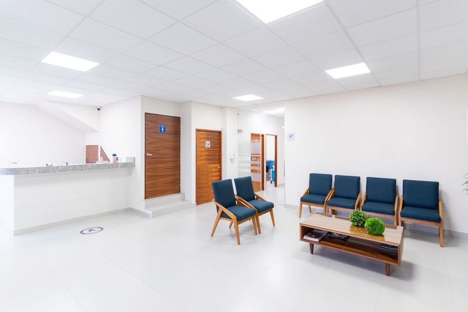 Calm, bright medical office reception